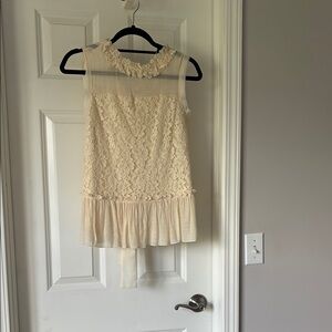 Adiva Cream Pleated Halter Babydoll Top